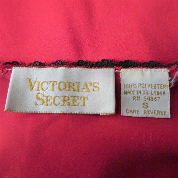 Victoria's Secret Gold Label Lingerie Red Satin Black Lace Slip S - Picture 8 of 8
